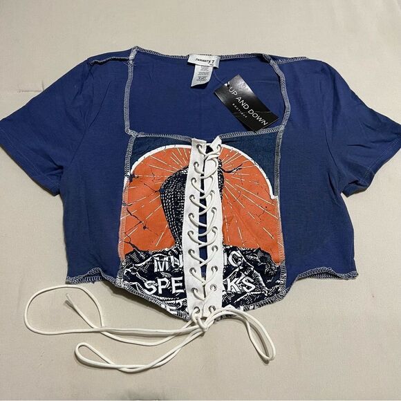 NWT Up and Down Boutique Tie Up Crop Top - Picture 1 of 10